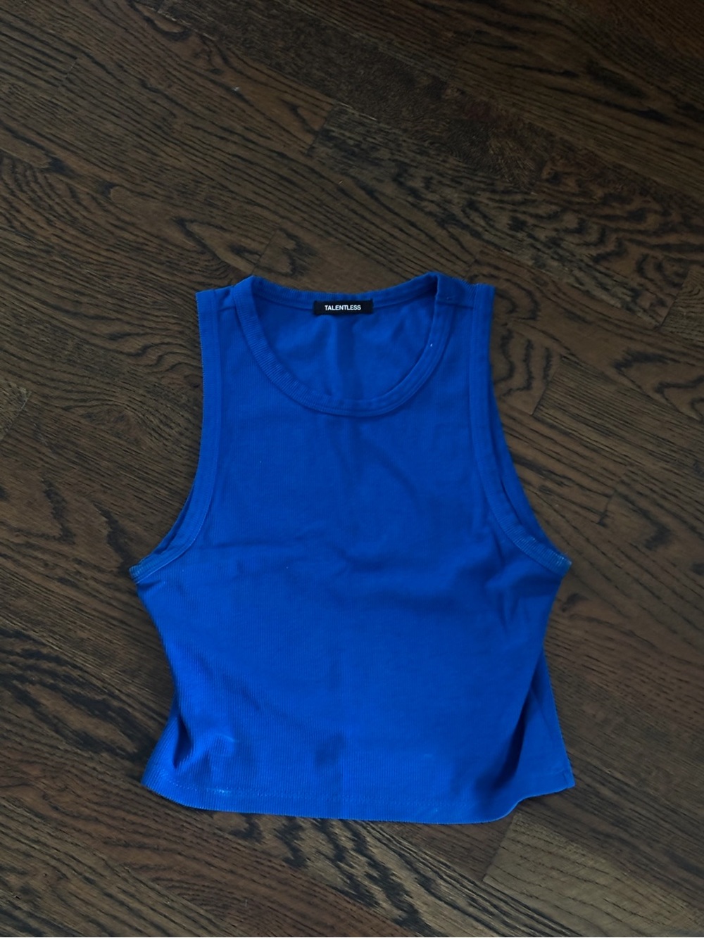TALENTLESS Electric Blue Ribbed Cropped Tank